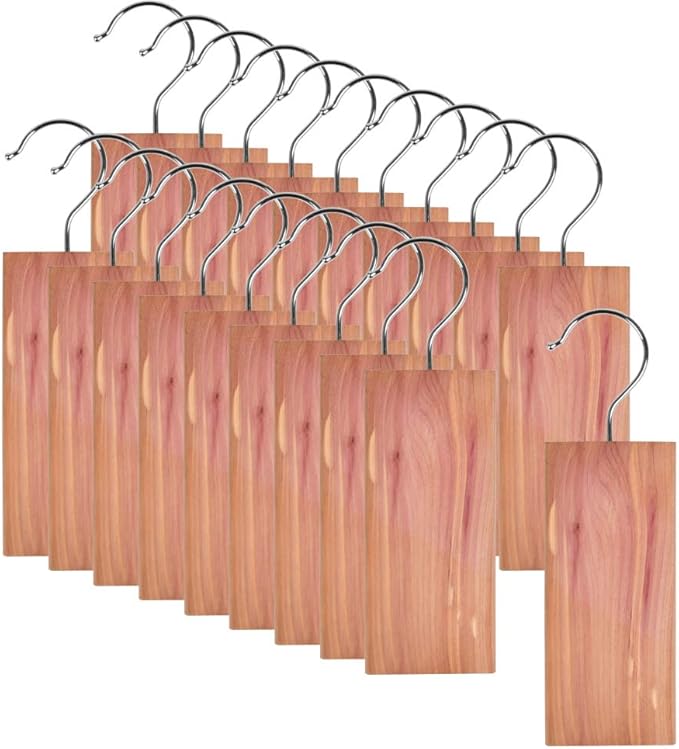 FOCCTS 20 Pcs Cedar Hangers Blocks, Natural Red Cedar Blocks for