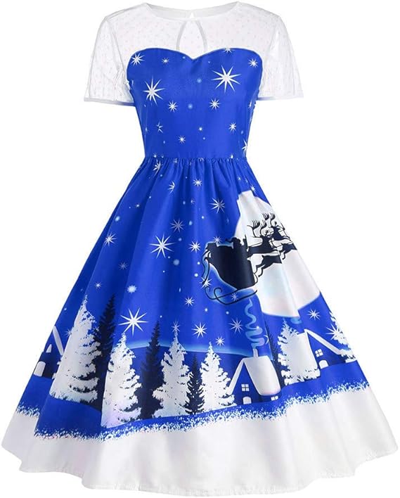Amazon Cookinty クリスマス ドレス ワンピース レディース パーティードレス 結婚式 チュニックワンピース ドレス 半袖 レース スノー 鹿 緑 赤 秋冬 お呼ばれ 大きいサイズ 40代 仮装 お姫様 演奏会 ひざ丈 二次会 発表会 フォーマルワンピース パーティードレス 通販