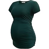 Smallshow Women's Maternity Shirt Tops Side Ruched Pregnancy Clothes Summer