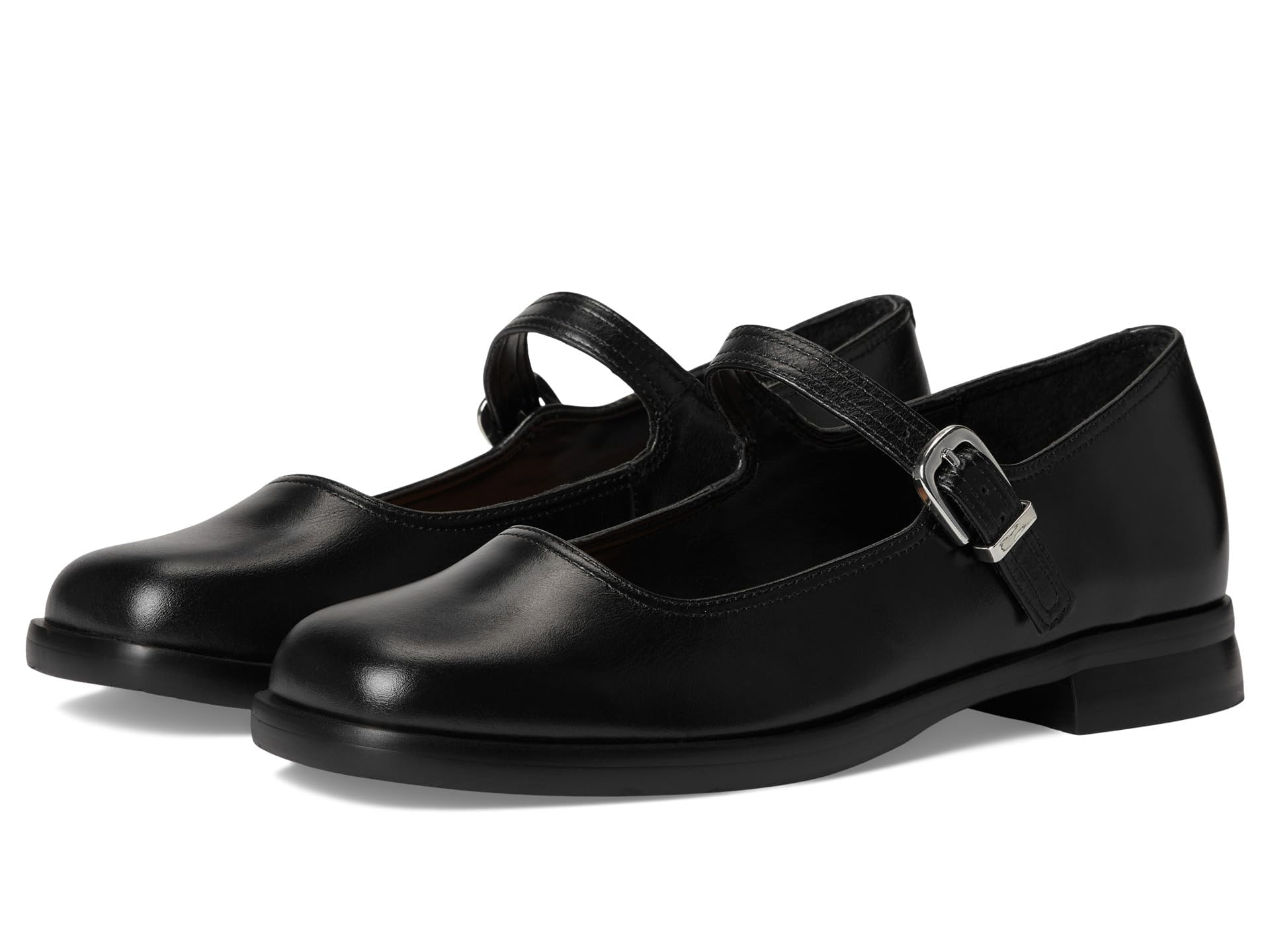 Steve Madden Women’s Delancy Mary Jane Flat, Black Leather, 9