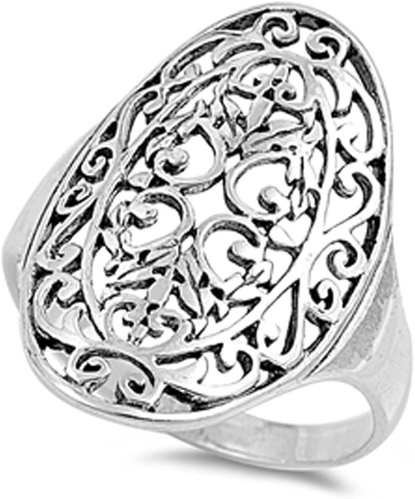 Cutout Filigree Design Ring New .925 Sterling Silver Band Amazon.co.uk Jewellery