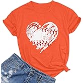 Baseball Shirts Women Baseball Mom Tshirt Baseball Heart Graphic Tee Game Day Gifts Funny Short Sleeve Tops
