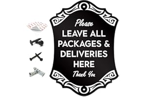 SignSeries Delivery Instruction Door Sign - Leave All Packages and Deliveries Here, House Sign, 6.25” X 4.5” - Mounting Hardware Included, Easy Installation - Heavy-Duty and Weather-Resistant