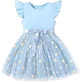 Bkixhv Toddler Baby Girls Tutu Tulle Dress Ruffled Sleeve Print Mesh Party Princess Dresses Summer Clothes 2-7T