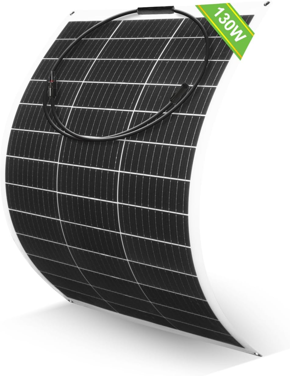 ECO-WORTHY 130W 12V Monocrystalline Semi-Flexible Solar Panel RV Boat Roof