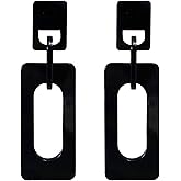 T-ztoss Boho Colorful Acrylic Rectangle Dangle Earrings for Women Retro Black Acrylic Geometry Statement Earrings Jewelry Gift
