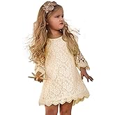 APRIL GIRL Flower Girl Dress, Lace Dress 3/4 Sleeve Dress