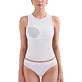 V FOR CITY Tank Top with Built in Bra High Neck Camisole Tops for Women Casual Ribbed Cami Shirts