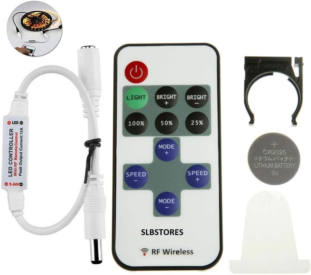slbstores 11 key rf wireless remote control for single color 3528 5050 led strip lights and 10m 100 led fairy string lights rf dimmer for 12 v dc led