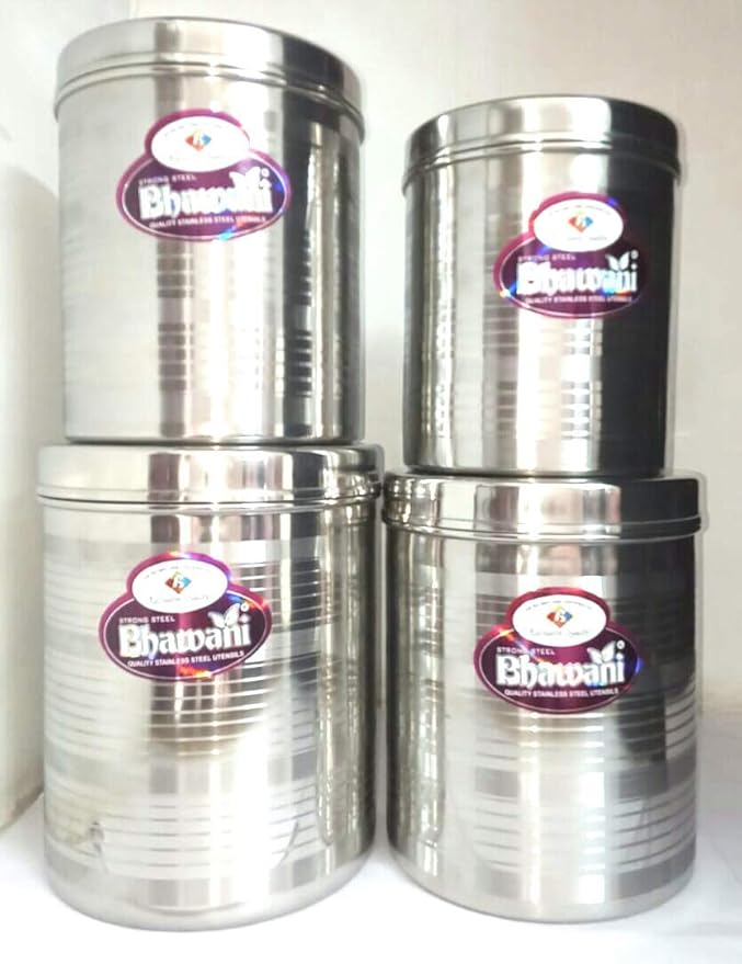 Liolis Steel Dabba Set Steel Container Set 4 Pcs Stainless Steel