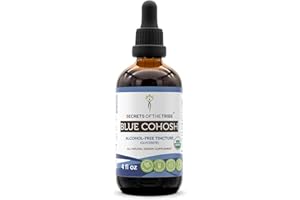 Secrets of the Tribe Blue Cohosh Alcohol-Free Tincture (Glycerite) 659 mg Responsibly farmed USDA Organic Blue Cohosh (Caulophyllum Thalictroides) Dried Root (4 Fl Oz) Women's Health Supplement