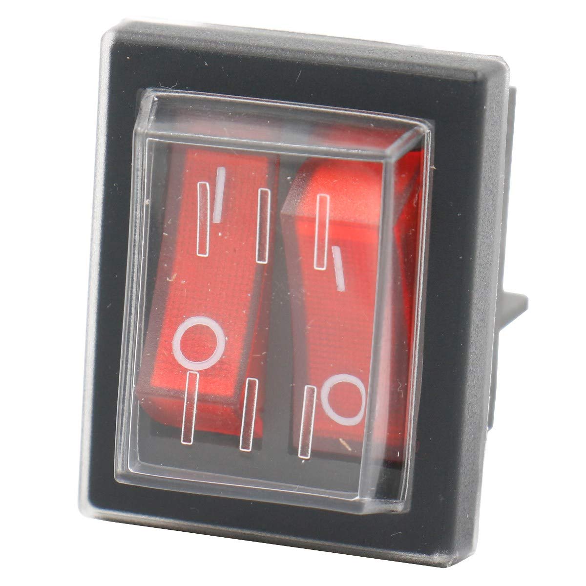 Heschen Double Rocker Switch SPST ON-OFF 6 Terminals Red light 16A 250VAC with Waterproof Cover - Image 4