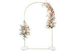 CLIBFENG Wedding Arch Stand Gold Metal 7.2FT Chiara Arched Frame for Birthday Party Baby Shower Ceremony Decoration Outdoor/Indoor