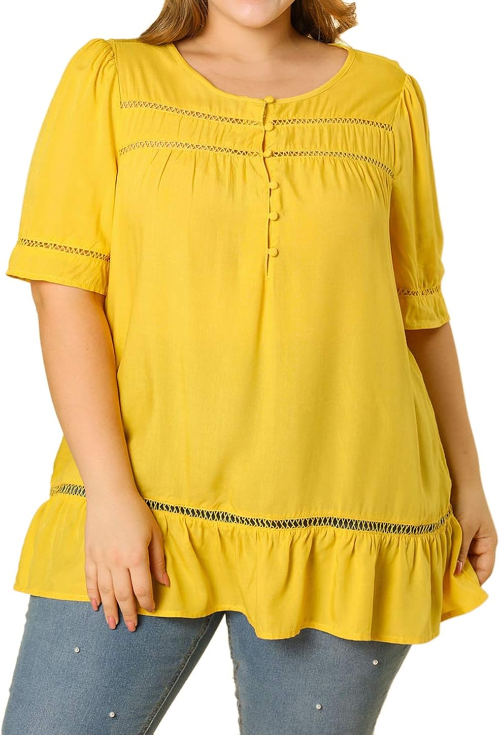 plus size short sleeve peasant tops