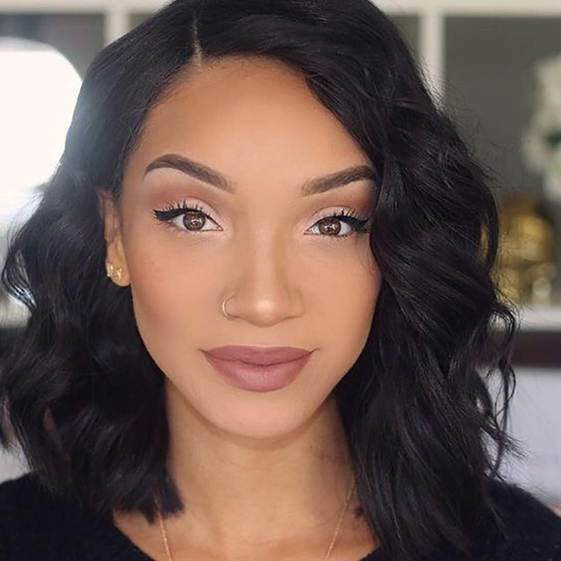 Persephone New Short Bob Wigs for Black Women Guleless Black Lace Front Wig with Baby Hair Heat Resistant Fiber Wavy Hair Wigs