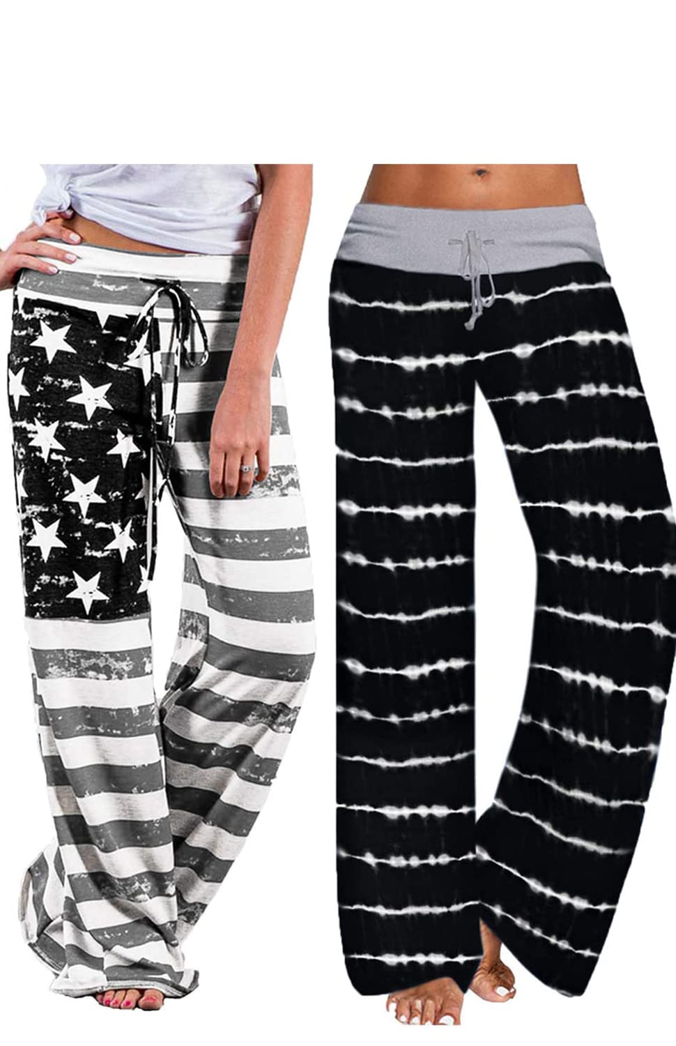 NACHILA Women's Bamboo Viscose Capri Pajama Pants - Drawstring Wide Leg Lounge Pants With Pockets