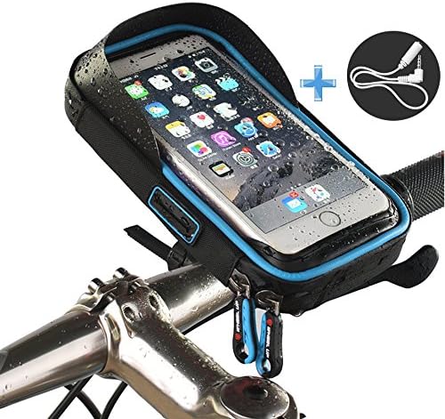 Bicycle Cell Phone Holder Bag Can 360°Rotation Multifunctional Bicycle Front Tube Frame Waterproof・Dust-Proof・Strongly Fixed All Below 6.0 Inch is Applicable iPhone/Samsung/LG(blue)