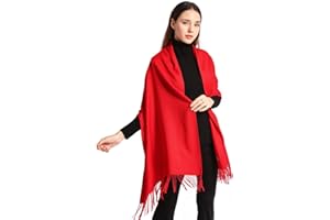 Women Soft Pashmina Scarf Stylish Warm Blanket Scarves Solid Winter Shawl (Red)