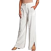 GUOLEZEEV Women High Waist Wide Leg Pants Trendy Y2k Palazzo Pants Casual Trouser with Slit Hem