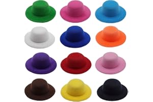FOIBURELY 12 Colors Mini Formal Hats Miniature Doll Hats Hat for DIY Crafts Hair Accessories Decorate（2.3"/5.8cm)
