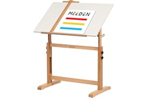 MEEDEN White Board Drafting Table: 35.5" x 23.5" Art Drawing Desk with Height Adjustment - Solid Beech Wood Craft Painting Ta