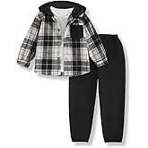 Klyatpxoen Size 2-6 Years Toddler Boys Clothes Plaid Hooded & Pants 2 Piece Set Kids Boys Fall Outfits Sets