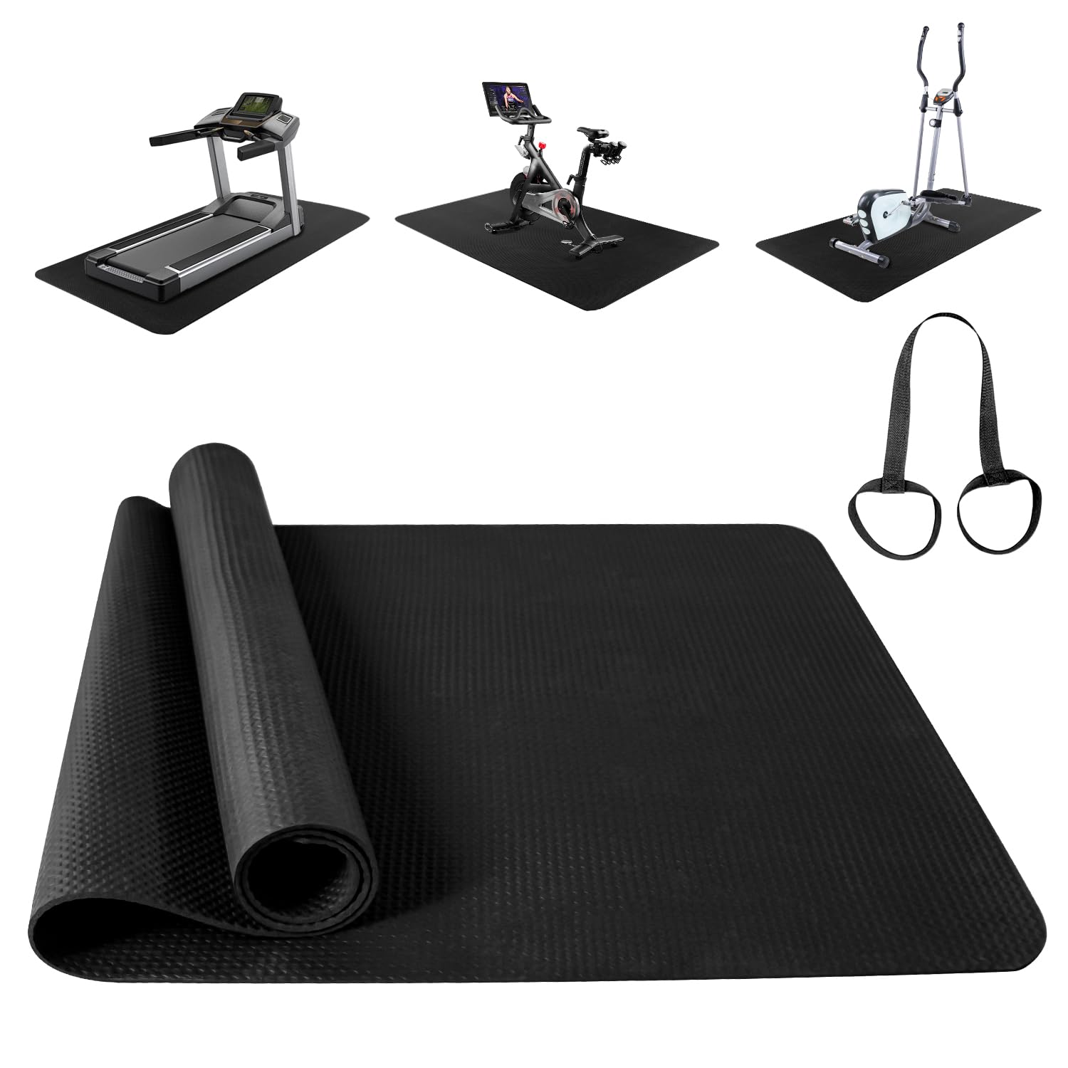 TONINT Treadmill Mat,Exercise Bike Trainer Mat, Exercise Equipment Mat,Elliptical Machine Mat,Protective Floor Mat for Under Stationary Bike, Spin Bike, Fitness Equipment (60 x 120 x 0.5(cm))