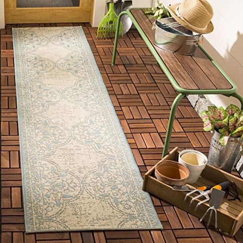 SAFAVIEH Washable Rug Outdoor Beach House Collection - 2'2" x 12' Runner, Aqua…
