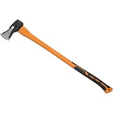 HFS(R) 35-Inch Splitting Axe, 4.4 lb Forged Steel Head, Fiberglass Handle | Heat-treated steel blade, flat poll, anti-slip fiberglass handle and sheath for splitting firewood and driving stakes