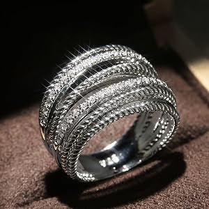 Multi-layer Twisted Rope Zircon Ring, Light Luxury Full Diamond Cross Stackable Band, Jewelry for Women's Weddings, Engagemen