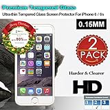 iPhone 6 / 6s Premium Tempered Glass Screen Protector (2 Packs) 3D Touch Super Hard 0.15mm By Jimkev 2.5d (iPhone 6 / 6s)