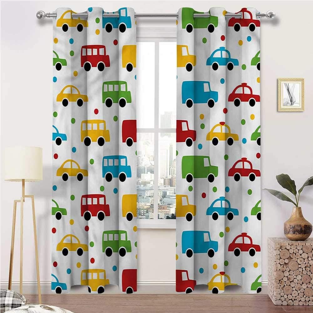 prunushome Cars Curtains for Living Room Vivid Bus Taxi