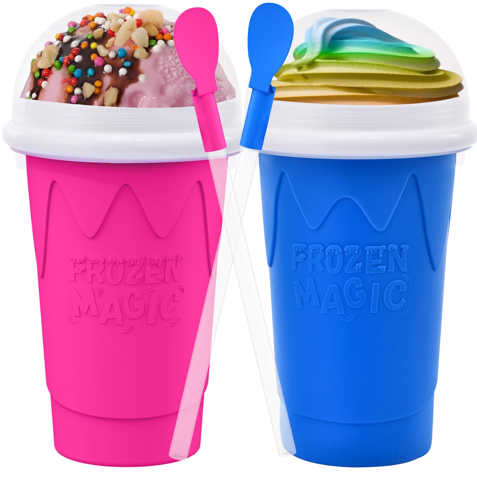 Photo 1 of 1 piece Slushie Maker Cup-500ml DIY Magic Quick Frozen Smoothies Cups for Homemade Milk Shake Ice Cream Maker, Portable Cooling Cups, Double Layer Squeeze Slushy Maker Cup, Birthday Gifts for Kids Family
