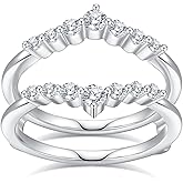 JIEKAYUAN Moissanite Ring Enhancer for Women Engagement Rings D Color VVS1 Moissanites Curved Wedding Bands S925 Sterling Silver 18K White Gold Plated Rings for Wife Women Her