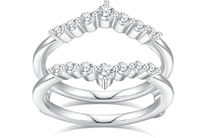 JIEKAYUAN Moissanite Ring Enhancer for Women Engagement Rings D Color VVS1 Moissanites Curved Wedding Bands S925 Sterling Silver 18K White Gold Plated Rings for Wife Women Her