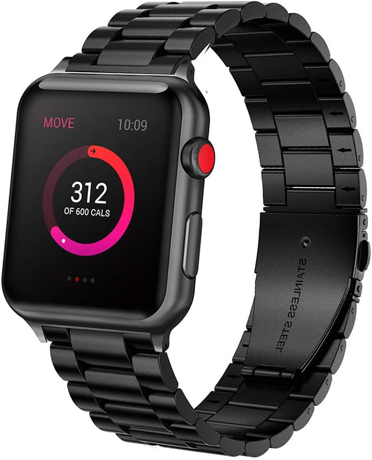 Ayeger Compatible with Apple Watch Band 40mm 38mm Stainless Steel Series 5 /4 /3 /2 /1 Men,Women Compatible iWatch Metal Link Bracelet (Black 40mm 38mm)