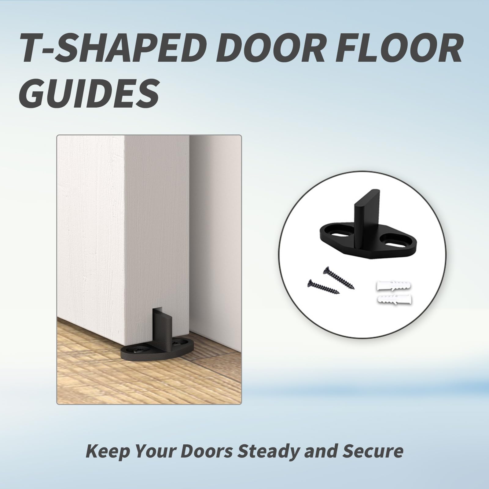 4Pack Black Floor Guide For Sliding Barn Door Hardware T Shape Guides ...