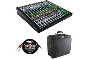 Mackie ProFX16v3 16-Channel Sound Reinforcement Mixer with Built-In FX, Gator Cases G-MIXERBAG-2118 Mixer Bag & Stereo Cable 10' Bundle