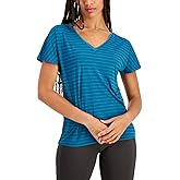 Ideology Shadow-Stripe T-Shirt,- Zen Teal Size XS