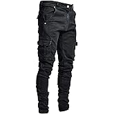 RegaliaKun Men's Drop Crotch Joggers Denim Jean Pants Elastic Waist Belt High Waist 2025 Spring Summer Trendy Fashion Trouser