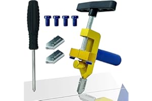 KANNONY WIND Glass Cutter Hand Tool, Manual Tile Cutter, 2 in 1 Glass Cutting Tool with Glass Breaking Pliers, DIY Tool Kit, 3 Tungsten Steel Blades, 4 Tips, 1 Screwdriver, Golden