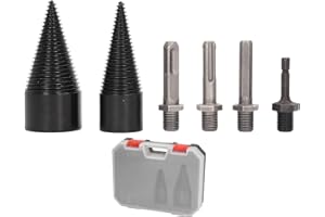 Brilluxa Log Splitter Bit, Wood Splitting Auger Drill Bit Splitting Cone 42mm with 4 Handles, 6 Pcs Detachable Firewood Log S