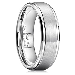 King Will 7mm Tungsten Ring for Men Silver Tungsten