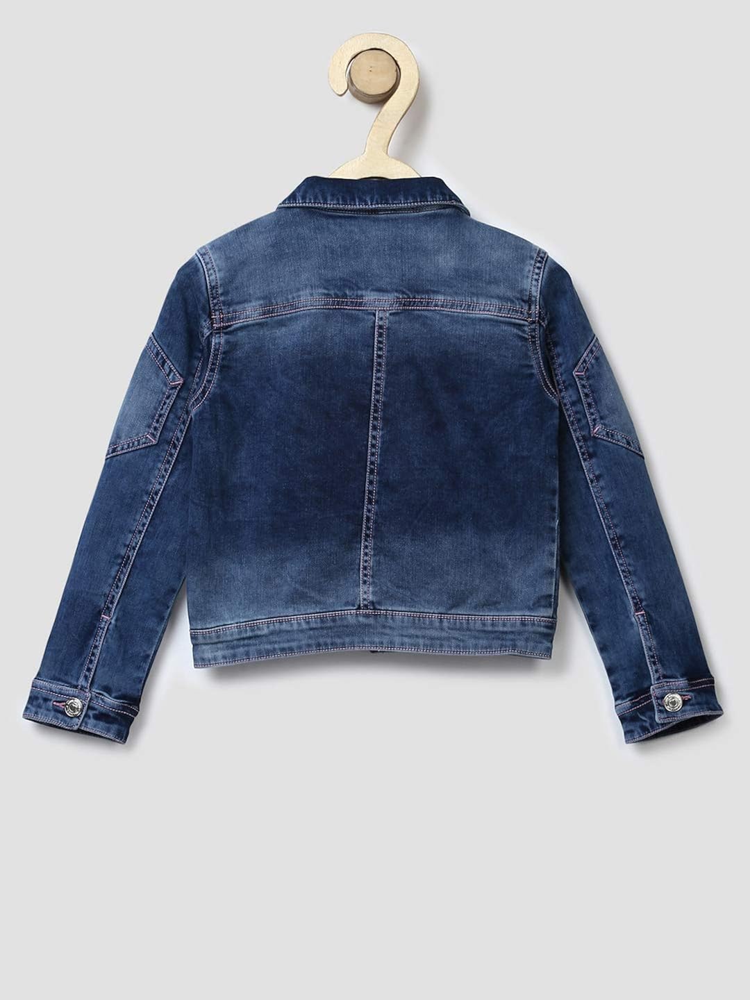 pink and blue denim jacket