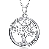 Zorlioy Diamond Tree of Life Necklace 925 Sterling Silver Tree of Life Pendant with Lab Grown Diamonds Jewelry Gifts for Women