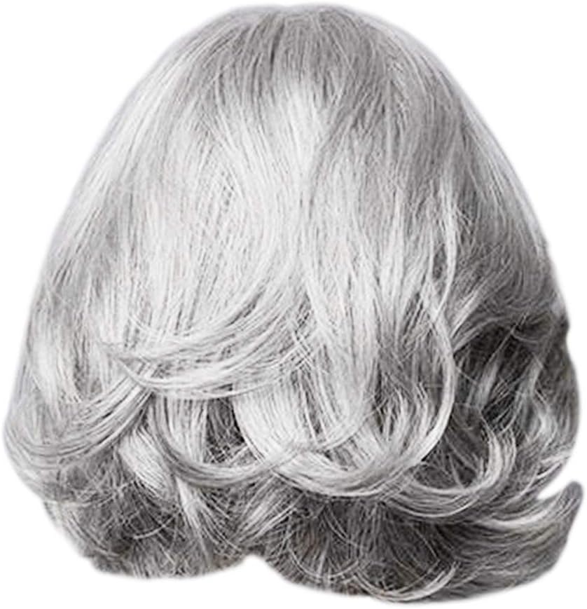 Beaupretty Short Curly Grey Wig for Women Natural Looking Haircut Wig Cover Comfortable Breathable Party Cosplay Hair Accessory
