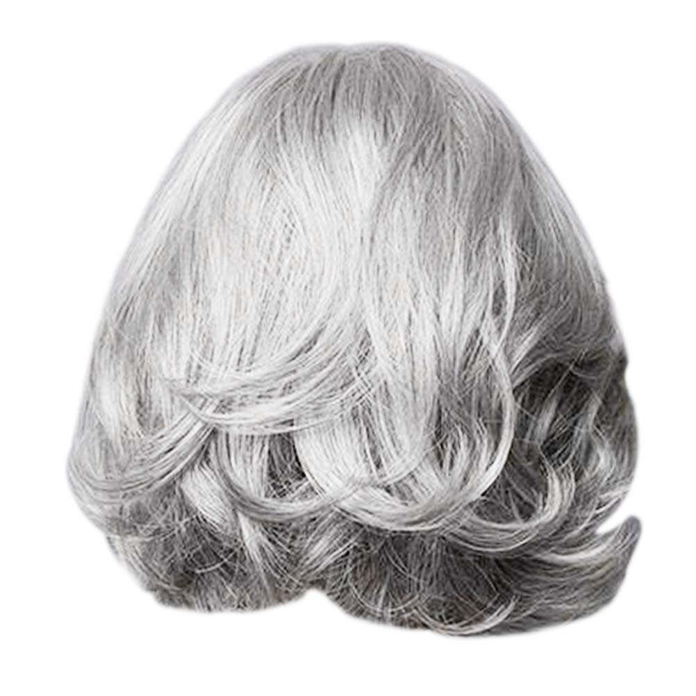 Beaupretty Short Curly Grey Wig for Women Natural Looking Haircut Wig Cover Comfortable Breathable Party Cosplay Hair Accessory