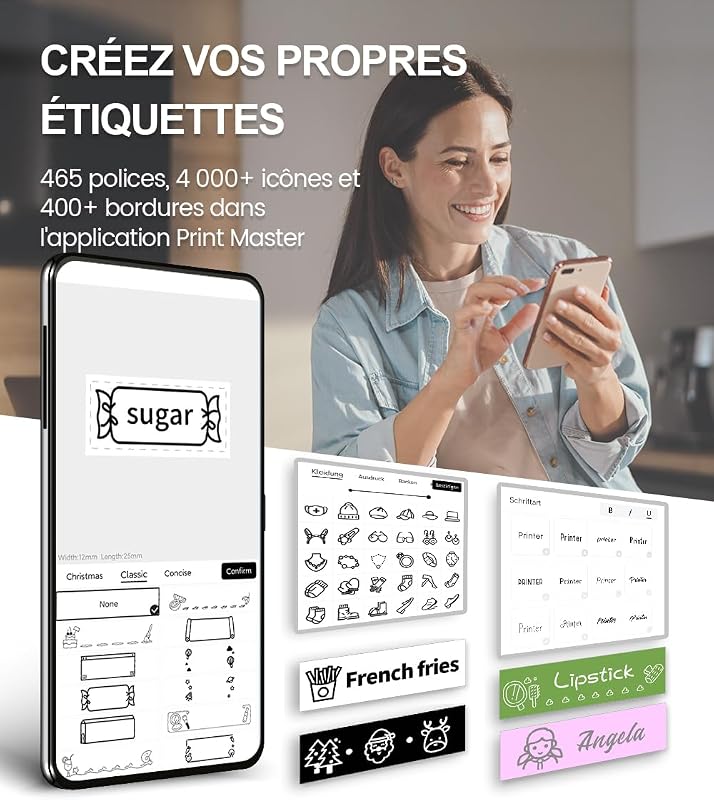 P12 Étiqueteuse: pour Vêtements, école, Cuisine et Bureau