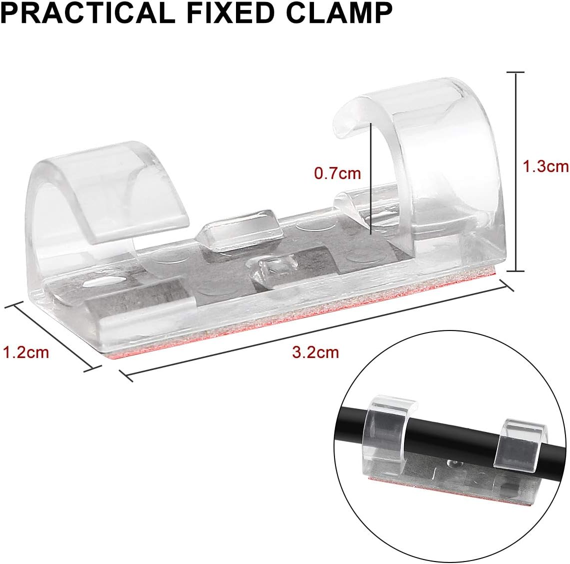 URAQT Self Adhesive Cable Tidy Wire Clips, 40 Pcs Cable Management Wall Cable Clips - Image 3