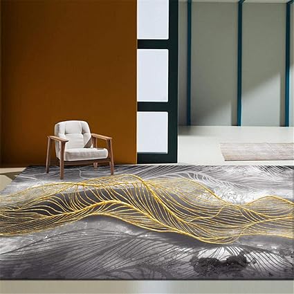 RUGMYW La Seguridad Alfombra Dormitorio Patrón Abstracto Amarillo